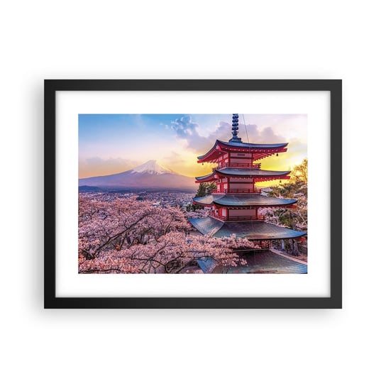 Obraz - Plakat - Esencja japońskiego ducha - 40x30cm - Krajobraz Fudżi Choreito - Foto Plakaty na ścianę w czarnej ramie - Plakat do Salonu Sypialni ARTTOR ARTTOR