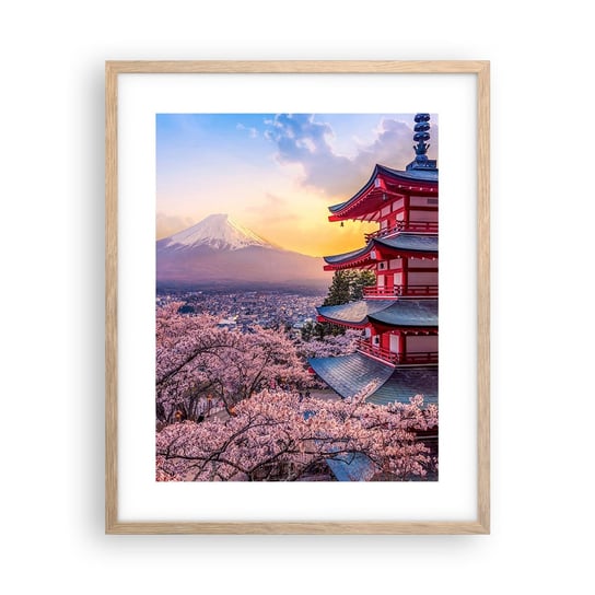 Obraz - Plakat - Esencja japońskiego ducha - 40x50cm - Krajobraz Fudżi Choreito - Foto Plakaty w ramie koloru jasny dąb do Salonu Sypialni ARTTOR ARTTOR