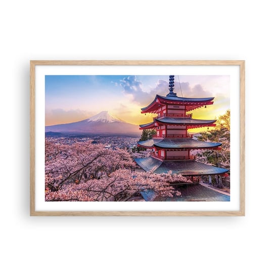 Obraz - Plakat - Esencja japońskiego ducha - 70x50cm - Krajobraz Fudżi Choreito - Nowoczesny modny obraz Plakat rama jasny dąb ARTTOR ARTTOR