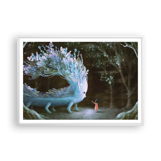 Obraz - Plakat - Fantastyczne spotkanie - 100x70cm - Abstrakcja Fantasy Baśniowy Świat - Foto Plakaty w ramie koloru białego do Salonu Sypialni ARTTOR ARTTOR