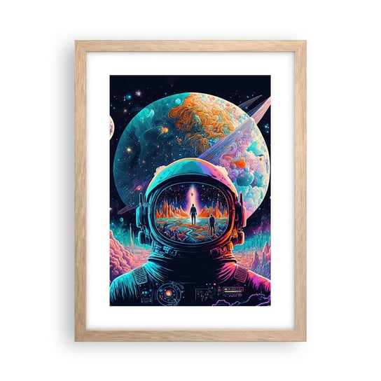 Obraz - Plakat - Filozofom się nie śniło - 30x40cm - Astronauta Futurystyczny Kosmos - Foto Plakaty na ścianę w ramie jasny dąb - Plakat do Salonu Sypialni ARTTOR ARTTOR