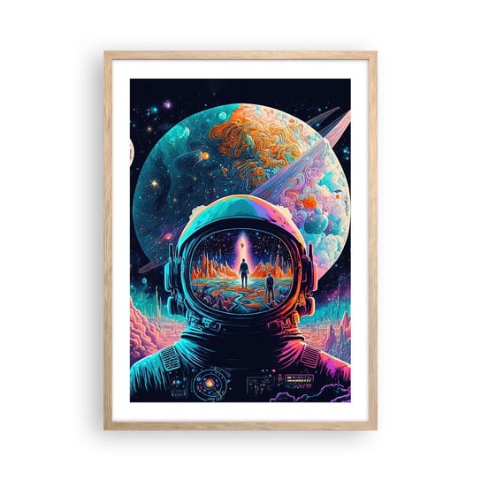 Obraz - Plakat - Filozofom się nie śniło - 50x70cm - Astronauta Futurystyczny Kosmos - Nowoczesny modny obraz Plakat rama jasny dąb ARTTOR ARTTOR
