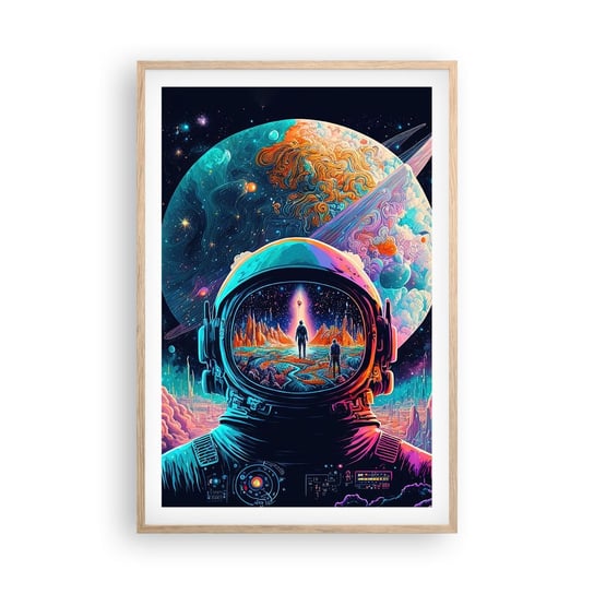 Obraz - Plakat - Filozofom się nie śniło - 61x91cm - Astronauta Futurystyczny Kosmos - Foto Plakaty na ścianę w ramie jasny dąb - Plakat do Salonu Sypialni ARTTOR ARTTOR