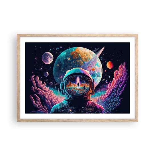Obraz - Plakat - Filozofom się nie śniło - 70x50cm - Astronauta Futurystyczny Kosmos - Nowoczesny modny obraz Plakat rama jasny dąb ARTTOR ARTTOR