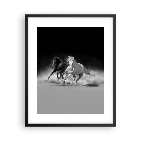 Obraz - Plakat - Galop wolności - 40x50cm - Zwierzęta Koń Galop - Foto Plakaty w ramie koloru czarnego do Salonu Sypialni ARTTOR ARTTOR