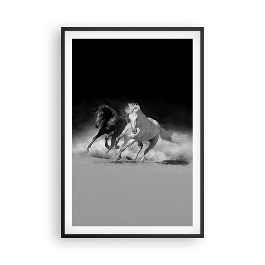 Obraz - Plakat - Galop wolności - 61x91cm - Zwierzęta Koń Galop - Foto Plakaty na ścianę w czarnej ramie - Plakat do Salonu Sypialni ARTTOR ARTTOR