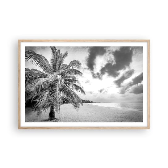 Obraz - Plakat - Gdy tęsknisz do samotności… - 91x61cm - Krajobraz Plaża Ocean - Foto Plakaty na ścianę w ramie jasny dąb - Plakat do Salonu Sypialni ARTTOR ARTTOR