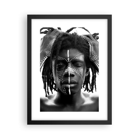 Obraz - Plakat - Gdzie jesteś? - 30x40cm - Afryka Czarno-Biały Afroamerykanin - Foto Plakaty na ścianę w czarnej ramie - Plakat do Salonu Sypialni ARTTOR ARTTOR