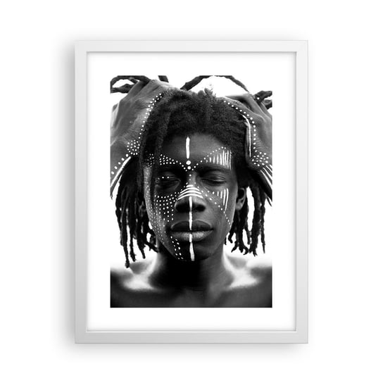 Obraz - Plakat - Gdzie jesteś? - 30x40cm - Afryka Czarno-Biały Afroamerykanin - Foto Plakaty na ścianę w ramie białej - Plakat do Salonu Sypialni ARTTOR ARTTOR