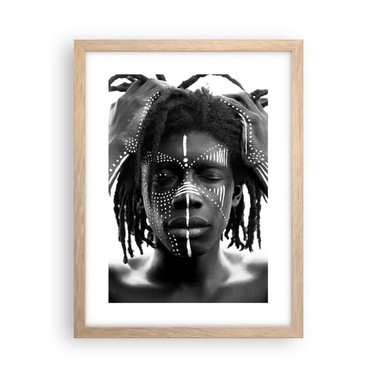 Obraz - Plakat - Gdzie jesteś? - 30x40cm - Afryka Czarno-Biały Afroamerykanin - Foto Plakaty na ścianę w ramie jasny dąb - Plakat do Salonu Sypialni ARTTOR ARTTOR