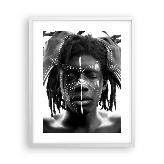 Obraz - Plakat - Gdzie jesteś? - 40x50cm - Afryka Czarno-Biały Afroamerykanin - Foto Plakaty w ramie koloru białego do Salonu Sypialni ARTTOR ARTTOR