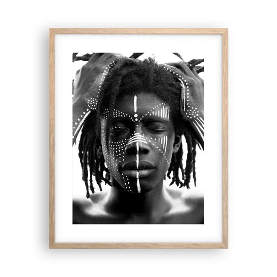 Obraz - Plakat - Gdzie jesteś? - 40x50cm - Afryka Czarno-Biały Afroamerykanin - Foto Plakaty w ramie koloru jasny dąb do Salonu Sypialni ARTTOR ARTTOR