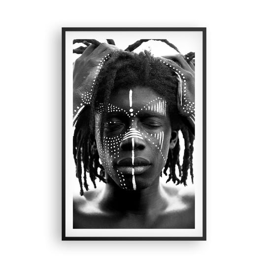 Obraz - Plakat - Gdzie jesteś? - 61x91cm - Afryka Czarno-Biały Afroamerykanin - Foto Plakaty na ścianę w czarnej ramie - Plakat do Salonu Sypialni ARTTOR ARTTOR