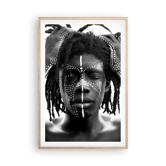 Obraz - Plakat - Gdzie jesteś? - 61x91cm - Afryka Czarno-Biały Afroamerykanin - Foto Plakaty na ścianę w ramie jasny dąb - Plakat do Salonu Sypialni ARTTOR ARTTOR