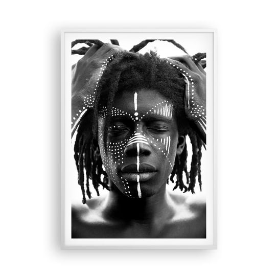Obraz - Plakat - Gdzie jesteś? - 70x100cm - Afryka Czarno-Biały Afroamerykanin - Foto Plakaty w ramie koloru białego do Salonu Sypialni ARTTOR ARTTOR