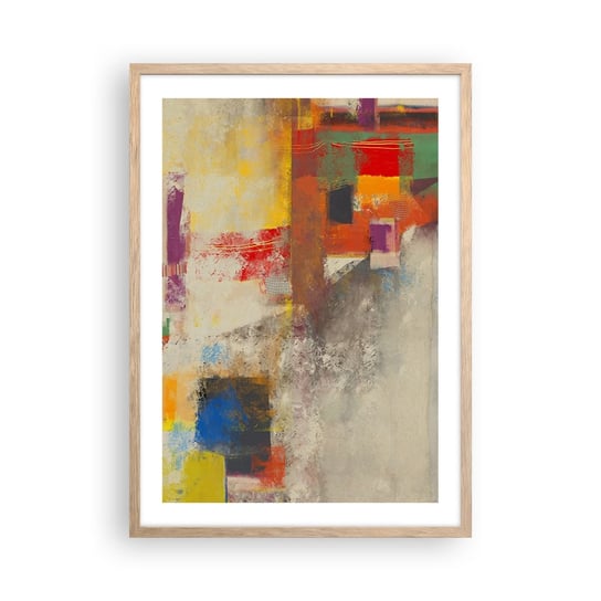 Obraz - Plakat - Geometria barw - 50x70cm - Abstrakcja Sztuka Malarstwo - Nowoczesny modny obraz Plakat rama jasny dąb ARTTOR ARTTOR
