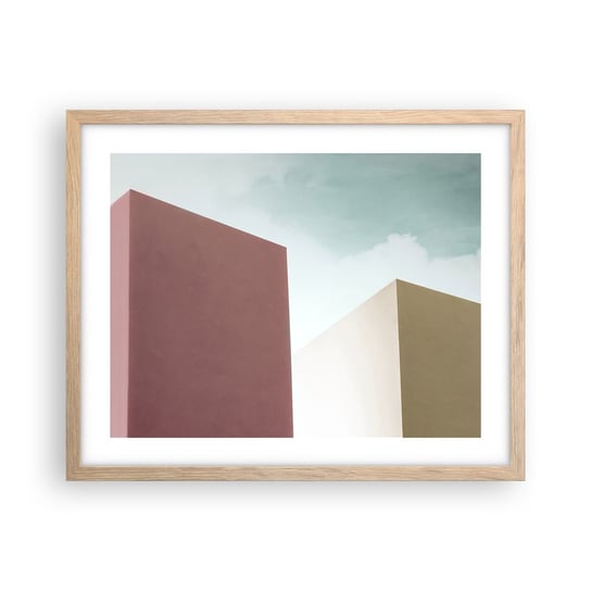 Obraz - Plakat - Geometria słonecznego lata - 50x40cm - Budynki Architektura Trójwymiarowy - Foto Plakaty w ramie koloru jasny dąb do Salonu Sypialni ARTTOR ARTTOR