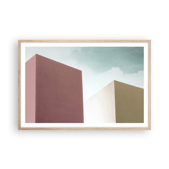 Obraz - Plakat - Geometria słonecznego lata - 91x61cm - Budynki Architektura Trójwymiarowy - Foto Plakaty na ścianę w ramie jasny dąb - Plakat do Salonu Sypialni ARTTOR ARTTOR
