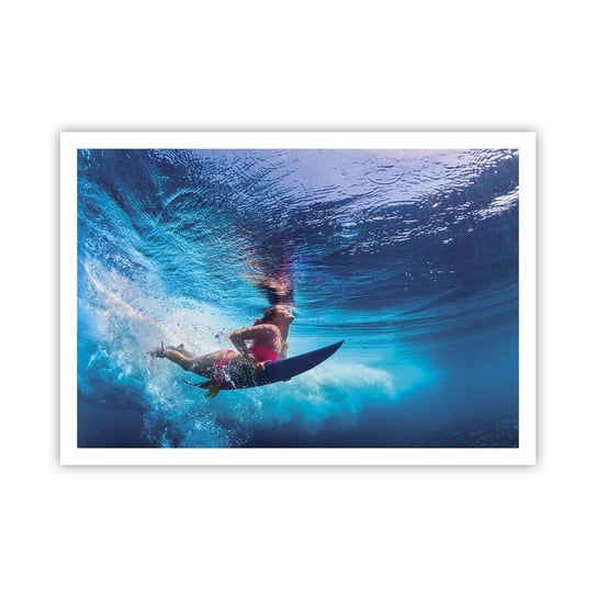 Obraz - Plakat - Głębia radości - 100x70cm - Surfing Kobieta Sport - Foto Plakaty bez ramy na ścianę do Salonu Sypialni ARTTOR ARTTOR