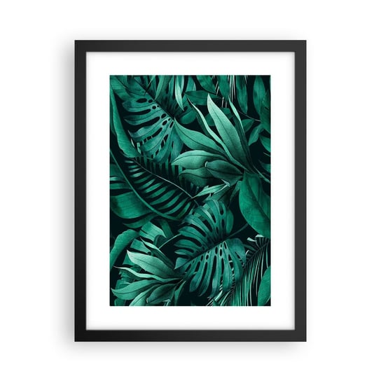 Obraz - Plakat - Głębia tropikalnej zieleni - 30x40cm - Roślina Egzotyczna Liść Palmy Liść Monstera - Foto Plakaty na ścianę w czarnej ramie - Plakat do Salonu Sypialni ARTTOR ARTTOR