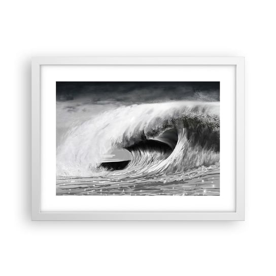 Obraz - Plakat - Gniew oceanu - 40x30cm - Morze Ocean Wysoko Fala - Foto Plakaty na ścianę w ramie białej - Plakat do Salonu Sypialni ARTTOR ARTTOR