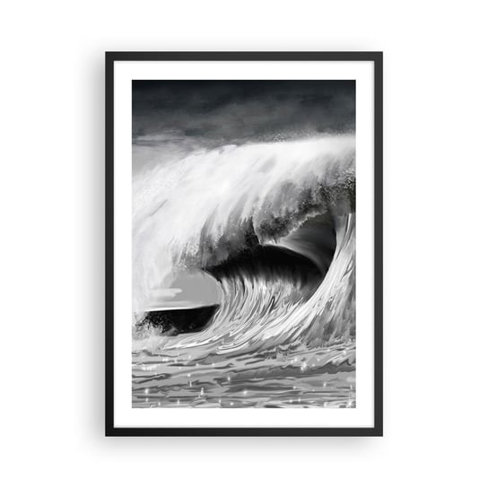 Obraz - Plakat - Gniew oceanu - 50x70cm - Morze Ocean Wysoko Fala - Nowoczesny modny obraz Plakat czarna rama ARTTOR ARTTOR