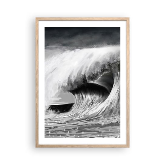 Obraz - Plakat - Gniew oceanu - 50x70cm - Morze Ocean Wysoko Fala - Nowoczesny modny obraz Plakat rama jasny dąb ARTTOR ARTTOR