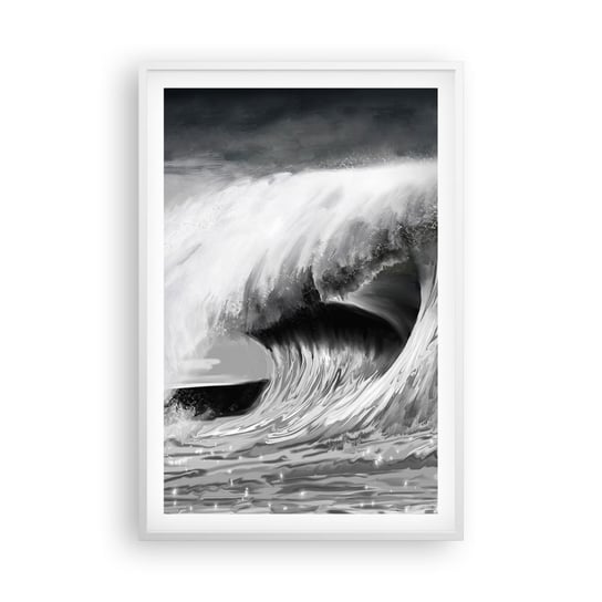 Obraz - Plakat - Gniew oceanu - 61x91cm - Morze Ocean Wysoko Fala - Foto Plakaty na ścianę w ramie białej - Plakat do Salonu Sypialni ARTTOR ARTTOR