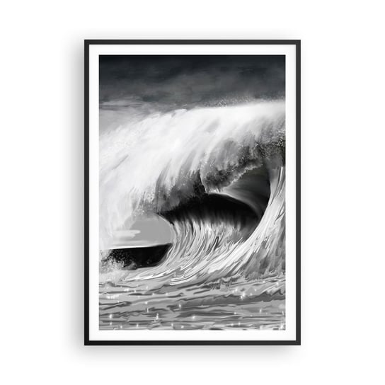 Obraz - Plakat - Gniew oceanu - 70x100cm - Morze Ocean Wysoko Fala - Foto Plakaty w ramie koloru czarnego do Salonu Sypialni ARTTOR ARTTOR