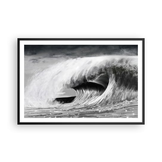Obraz - Plakat - Gniew oceanu - 91x61cm - Morze Ocean Wysoko Fala - Foto Plakaty na ścianę w czarnej ramie - Plakat do Salonu Sypialni ARTTOR ARTTOR