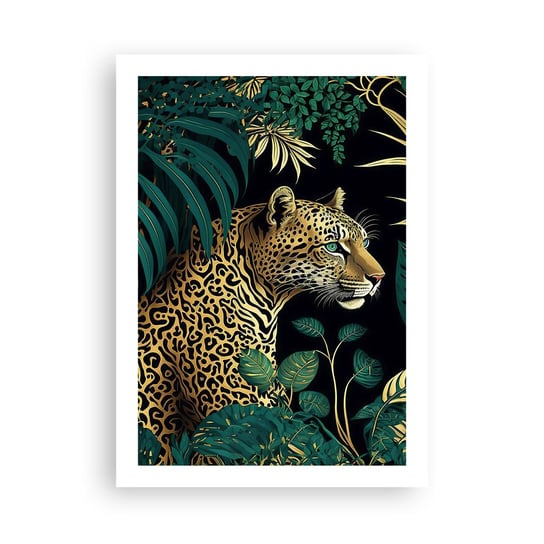 Obraz - Plakat - Gospodarz w dżungli - 50x70cm - Lampart Dżungla Tropikalny - Nowoczesny modny obraz Plakat bez ramy do Salonu Sypialni ARTTOR ARTTOR