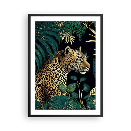 Obraz - Plakat - Gospodarz w dżungli - 50x70cm - Lampart Dżungla Tropikalny - Nowoczesny modny obraz Plakat czarna rama ARTTOR ARTTOR
