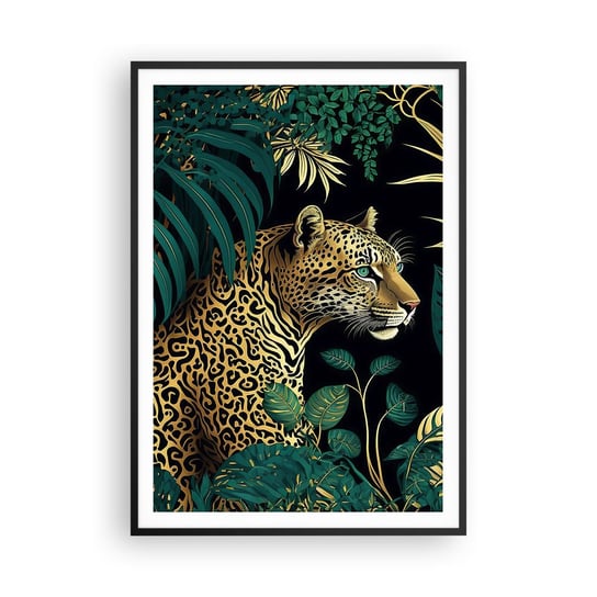 Obraz - Plakat - Gospodarz w dżungli - 70x100cm - Lampart Dżungla Tropikalny - Foto Plakaty w ramie koloru czarnego do Salonu Sypialni ARTTOR ARTTOR