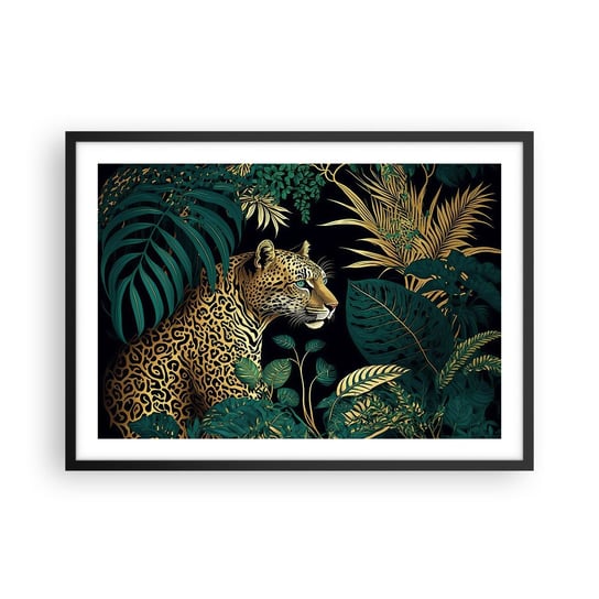Obraz - Plakat - Gospodarz w dżungli - 70x50cm - Lampart Dżungla Tropikalny - Nowoczesny modny obraz Plakat czarna rama ARTTOR ARTTOR