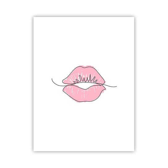Obraz - Plakat - Gotowy do pocałunku? - 30x40cm - Grafika Różowe Usta Sztuka - Foto Plakaty na ścianę bez ramy - Plakat do Salonu Sypialni ARTTOR ARTTOR