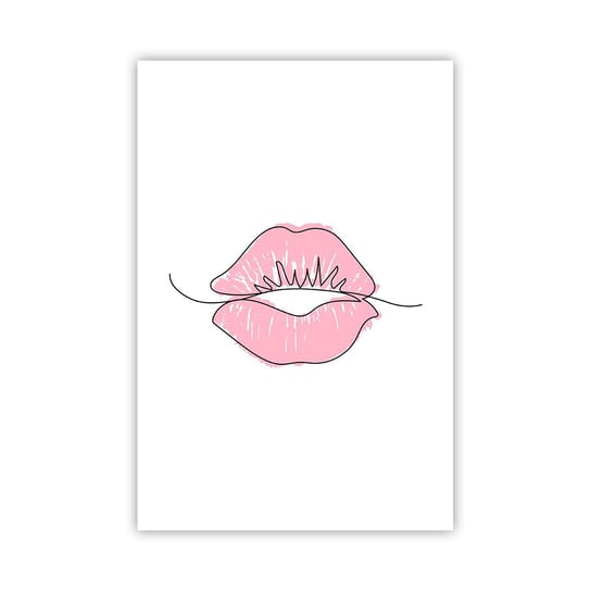 Obraz - Plakat - Gotowy do pocałunku? - 61x91cm - Grafika Różowe Usta Sztuka - Foto Plakaty na ścianę bez ramy - Plakat do Salonu Sypialni ARTTOR ARTTOR
