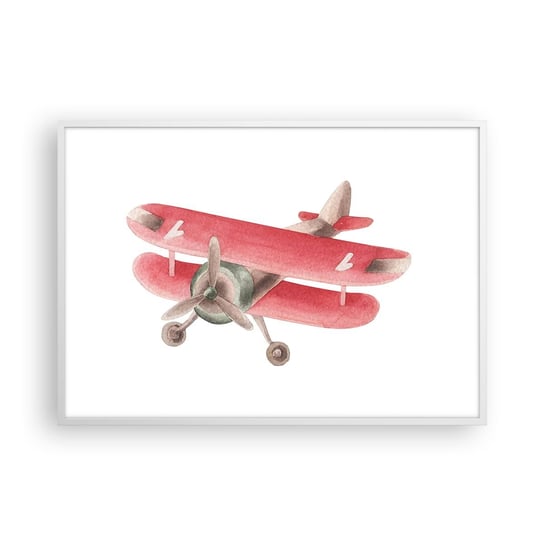 Obraz - Plakat - Gotowy do wysokich lotów - 100x70cm - Samolot Dziecięcy Vintage - Foto Plakaty w ramie koloru białego do Salonu Sypialni ARTTOR ARTTOR