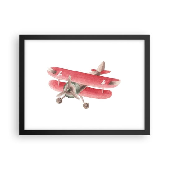 Obraz - Plakat - Gotowy do wysokich lotów - 40x30cm - Samolot Dziecięcy Vintage - Foto Plakaty na ścianę w czarnej ramie - Plakat do Salonu Sypialni ARTTOR ARTTOR