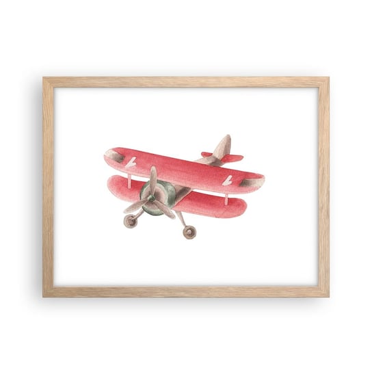 Obraz - Plakat - Gotowy do wysokich lotów - 40x30cm - Samolot Dziecięcy Vintage - Foto Plakaty na ścianę w ramie jasny dąb - Plakat do Salonu Sypialni ARTTOR ARTTOR