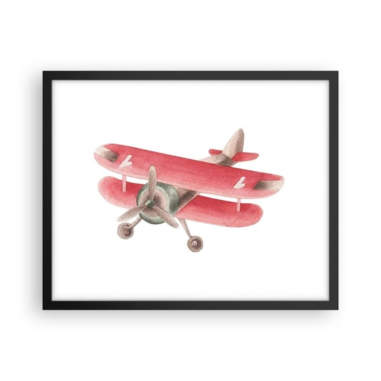 Obraz - Plakat - Gotowy do wysokich lotów - 50x40cm - Samolot Dziecięcy Vintage - Foto Plakaty w ramie koloru czarnego do Salonu Sypialni ARTTOR ARTTOR