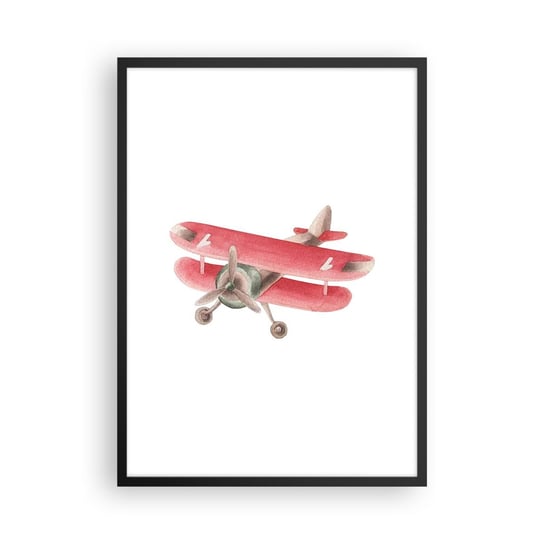 Obraz - Plakat - Gotowy do wysokich lotów - 50x70cm - Samolot Dziecięcy Vintage - Nowoczesny modny obraz Plakat czarna rama ARTTOR ARTTOR