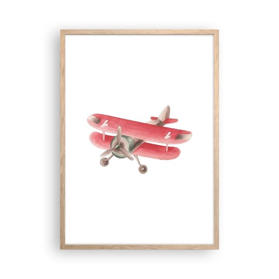 Obraz - Plakat - Gotowy do wysokich lotów - 50x70cm - Samolot Dziecięcy Vintage - Nowoczesny modny obraz Plakat rama jasny dąb ARTTOR ARTTOR
