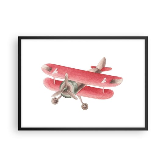 Obraz - Plakat - Gotowy do wysokich lotów - 70x50cm - Samolot Dziecięcy Vintage - Nowoczesny modny obraz Plakat czarna rama ARTTOR ARTTOR