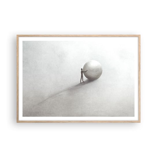 Obraz - Plakat - Gra życia - 100x70cm - Abstrakcja Sztuka Człowiek - Foto Plakaty w ramie koloru jasny dąb do Salonu Sypialni ARTTOR ARTTOR