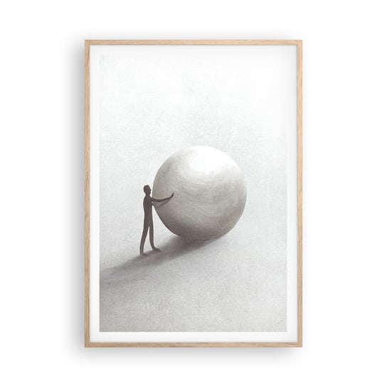 Obraz - Plakat - Gra życia - 70x100cm - Abstrakcja Sztuka Człowiek - Foto Plakaty w ramie koloru jasny dąb do Salonu Sypialni ARTTOR ARTTOR