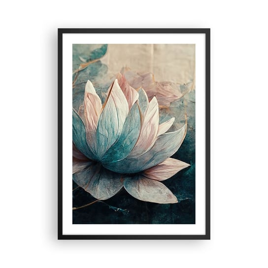 Obraz - Plakat - Gwiazdy jeziora - 50x70cm - Kwiaty Art Deco Lotos - Nowoczesny modny obraz Plakat czarna rama ARTTOR ARTTOR