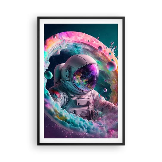 Obraz - Plakat - Gwiezdne wrota - 61x91cm - Astronauta Galaktyka Futurystyczny - Foto Plakaty na ścianę w czarnej ramie - Plakat do Salonu Sypialni ARTTOR ARTTOR