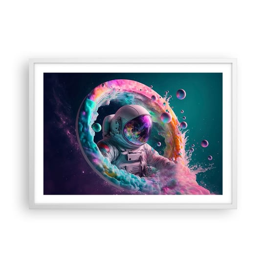 Obraz - Plakat - Gwiezdne wrota - 70x50cm - Astronauta Galaktyka Futurystyczny - Nowoczesny modny obraz Plakat rama biała ARTTOR ARTTOR