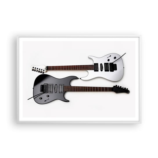 Obraz - Plakat - Harmonia kształtów - 100x70cm - Muzyka Gitara Elektryczna Instrument Muzyczny - Foto Plakaty w ramie koloru białego do Salonu Sypialni ARTTOR ARTTOR