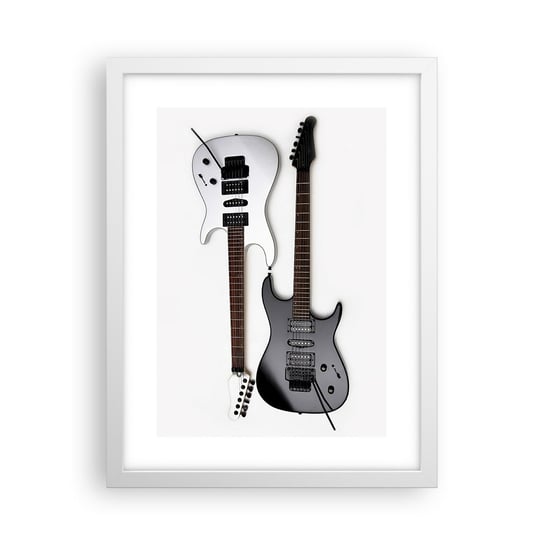 Obraz - Plakat - Harmonia kształtów - 30x40cm - Muzyka Gitara Elektryczna Instrument Muzyczny - Foto Plakaty na ścianę w ramie białej - Plakat do Salonu Sypialni ARTTOR ARTTOR